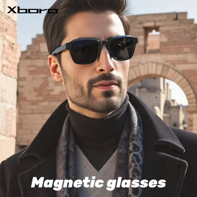 Xbora New Polarized Magnetic Clip-on Men's Sun Protection Driving Sunglasses With Anti-blue light Prescription Glasses S34204