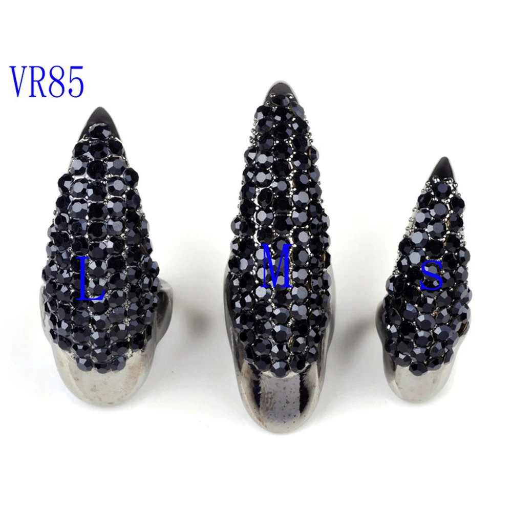 5Pcs/set Unisex Retro Punk Rock Crystal Rhinestone Claw Rings False Nail Paw Talon Cat Claw Finger Rings Party Jewerly - Imagen 2