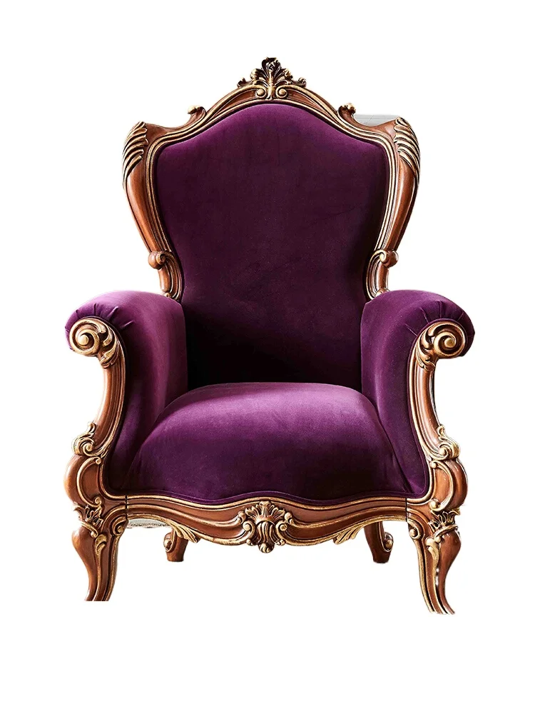 Single sofa chair Solid wood American tiger Leisure living room Bedroom Vintage single Fabric balcony