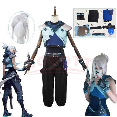 Game Jett Cosplay Costume Anime Valorant Adult Fantasia Costume Wig Roleplay Women Gloves OutfitsPprop Carnival Party Clothes