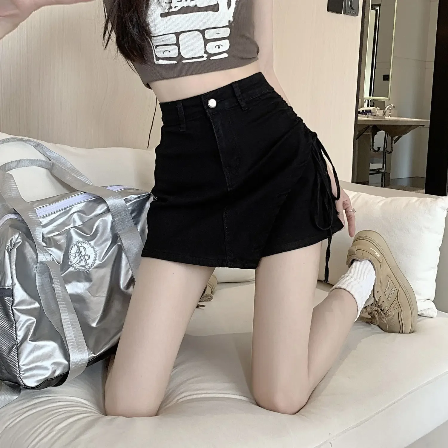 Chic and Elegant Women's Chorts Denim Skirt Gyaru Clothing Trend 2025 Streetwear High Quality Cheap Harajuku Female Jeans Skirts