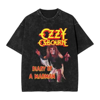 Washed Shirt rip Ozzy Osbourne Novelty T-Shirts Oversize Black Sabbaths Back To The Beginning Streetwear Cotton Summer Tee Shirt