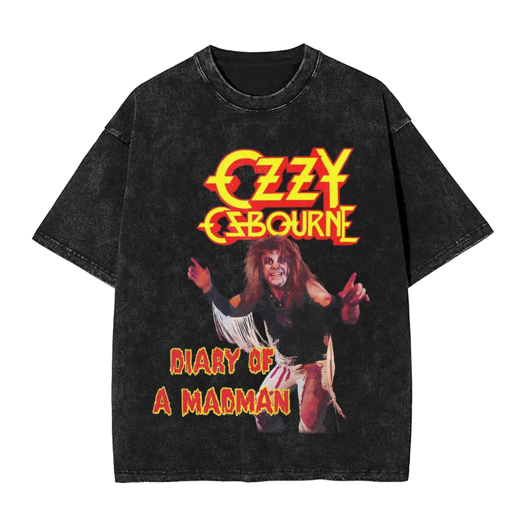 Washed Shirt rip Ozzy Osbourne Novelty T-Shirts Oversize Black Sabbaths Back To The Beginning Streetwear Cotton Summer Tee Shirt