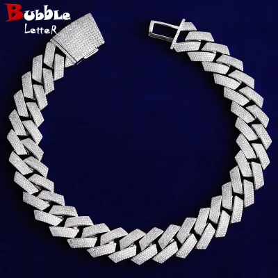 Bubble Letter Men Hip Hop Necklace Choker 20mm 4Row Miami Cuban Chain Iced Out Zirconia Link Fashion Rock Rapper Jewerly