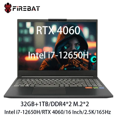 FIREBAT T6A 16 Inch Intel i7-12650H RTX 4060 DDR4 165Hz 2.5K Wifi6 BT5.1 Gaming Gamer Notebook Laptop Computer