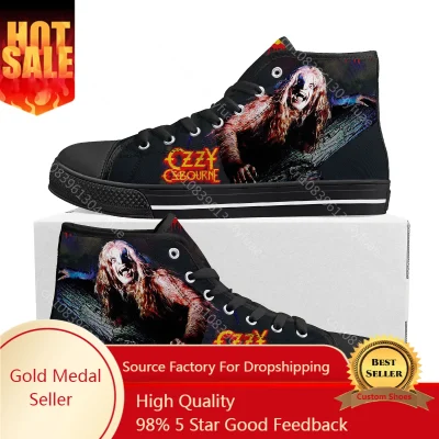 Ozzy Rock Singer Osbourne High Top High Quality Sneakers Mens Womens Teenager Canvas Sneaker Casual Couple Shoes Custom Shoes