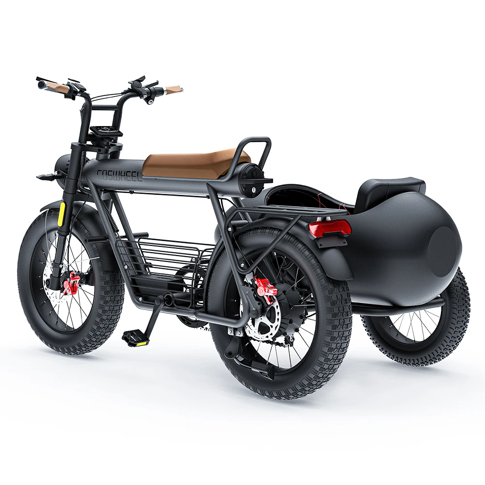 Vintage Electric Fat Tire Bike 3 Wheel Pedal Assist Bike Sidecar To Cargo Ebike Sidecar 1000w Motor Electric CityBicycle Sidecar - Imagen 4