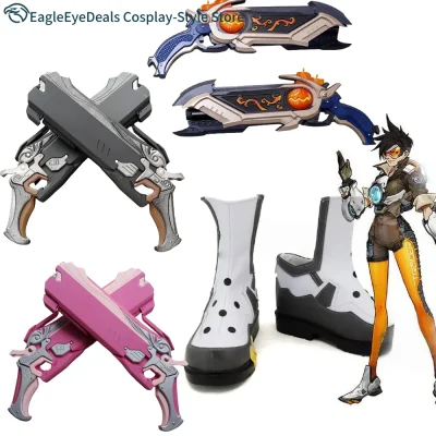 Anime-Overwatch Lena Oxton Cosplay Tracer Goggles Role Cos Costume Game Gun Set: Accessories For For Women Men