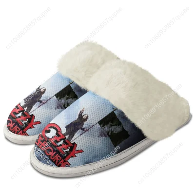 Ozzy Rock Singer Osbourne Plush Slippers Keep Warm Shoes Mens Womens Home Cotton Bedroom Customized Thermal Lightweight Slipper