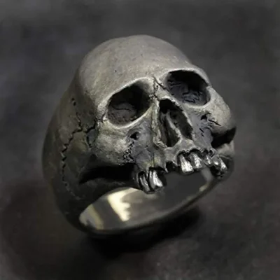 Vintage Men's Punk Stainless steel Ring Gothic Punk Ghost Head Skull Ring For Men HipHop Mens Horror Skeleton Rock Biker Jewelry
