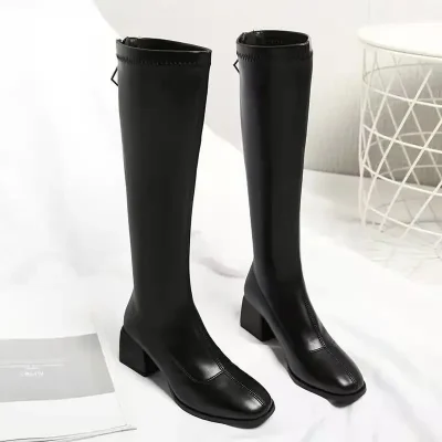 Knee High Shaft Shoes Woman Black Quality Long Boots for Women New In On Offer Fashion 2024 Demi-season Work Goth Gyaru Rock Y2k