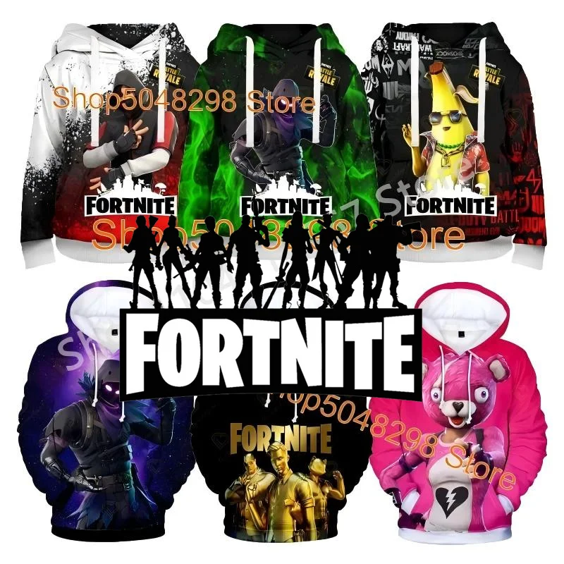 Fortnite Long Sleeve Streetwear Coat Battle Royale Victory Crow 3d Hoodie Sweatshirt Streetwear Boys Girls Kids Teen Clothes
